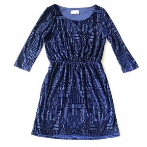 EVERLY Geometric Print Velvet Mini Dress S
